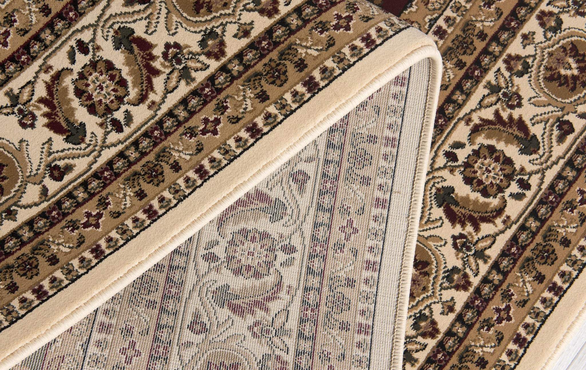 5' X 8' Beige and Black Oriental Power Loom Area Rug - Image 5