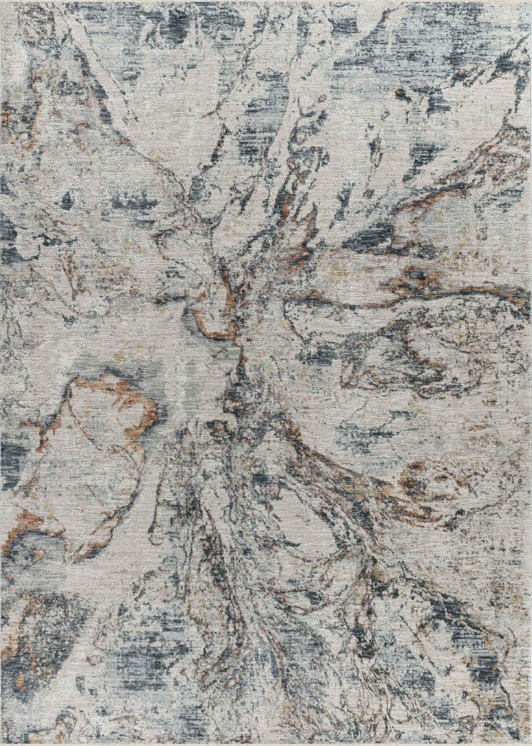 5' X 8' Beige and Blue Abstract Power Loom Area Rug - Image 2