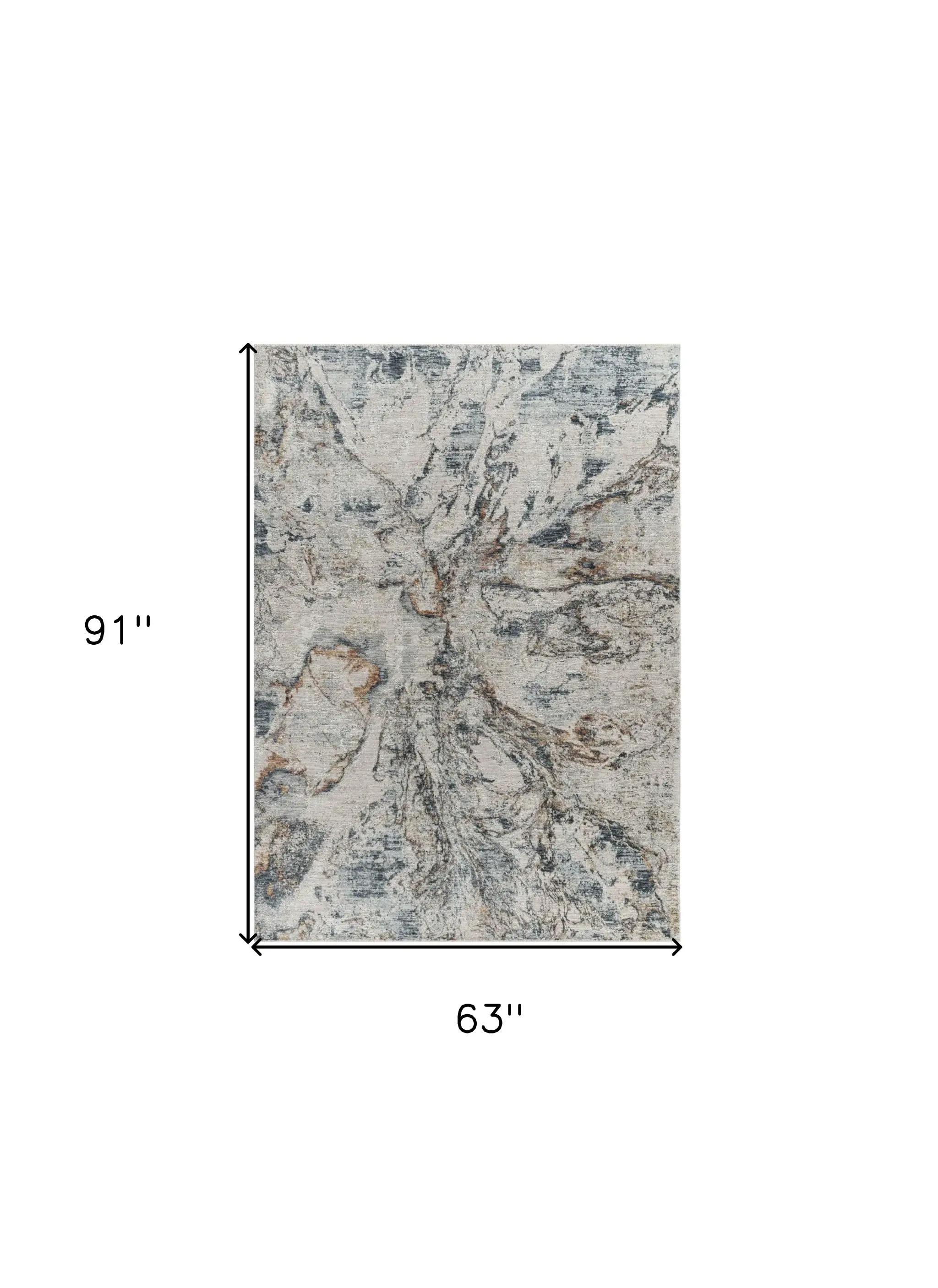 5' X 8' Beige and Blue Abstract Power Loom Area Rug - Image 3