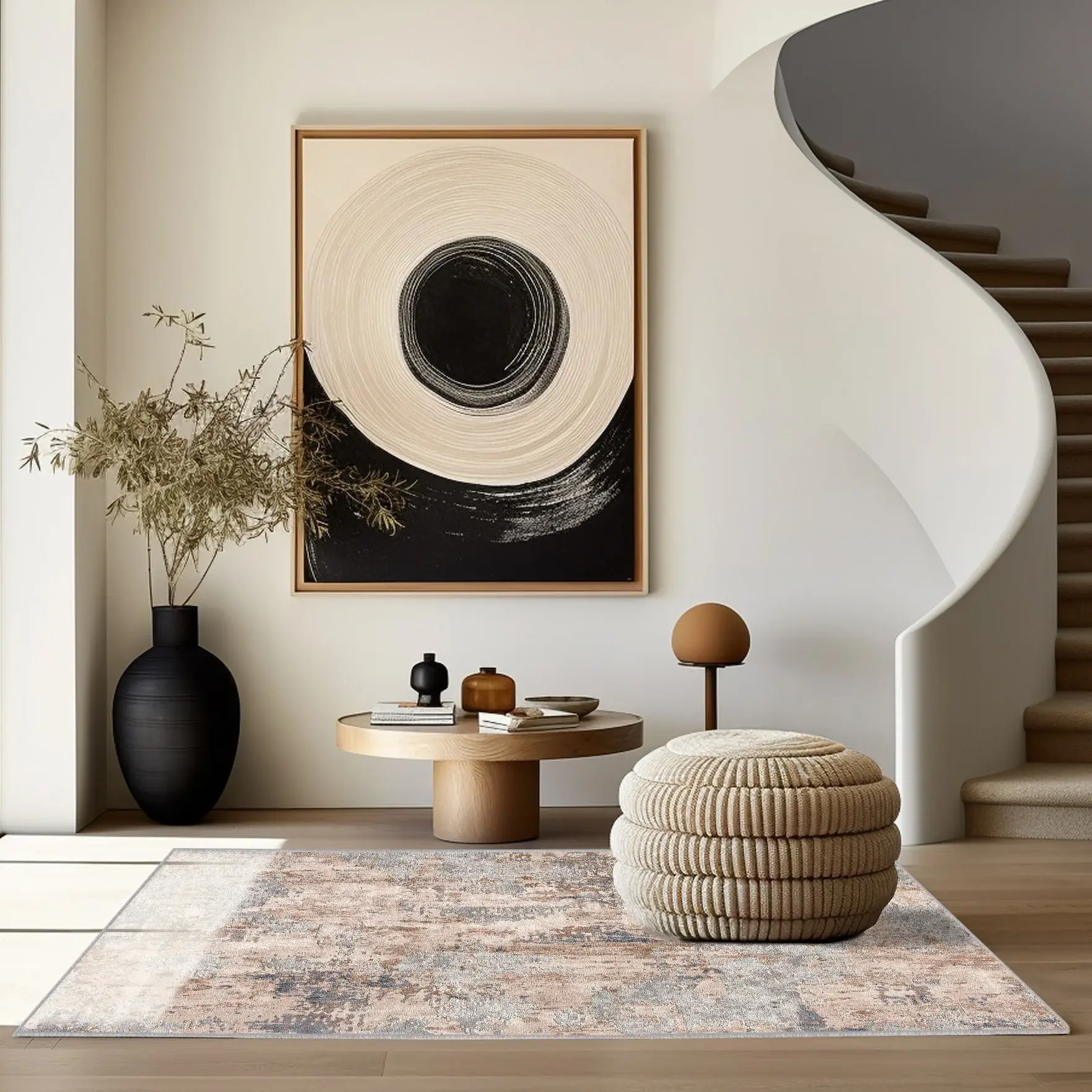 5' X 8' Beige And Ivory Abstract Area Rug - Image 4