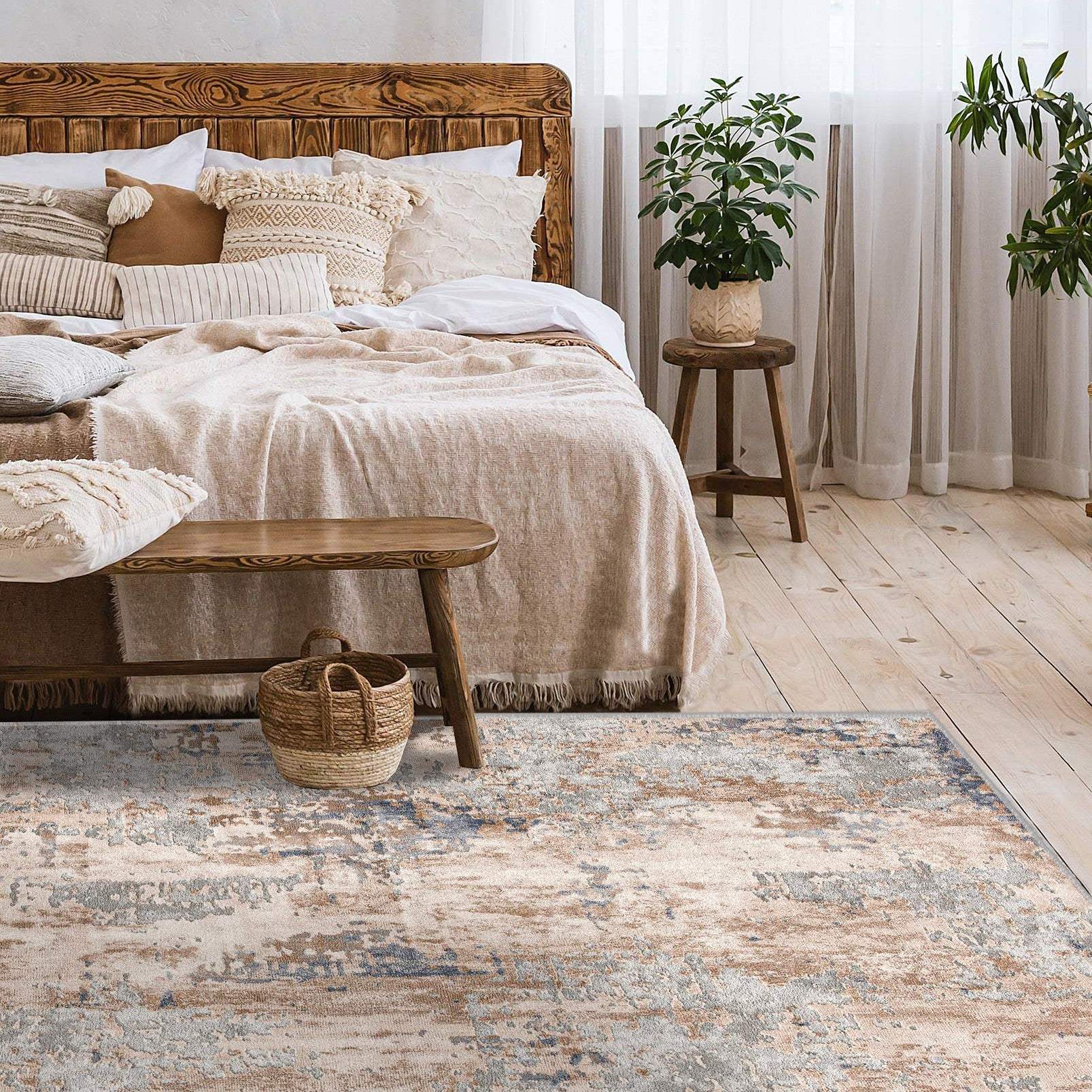 5' X 8' Beige And Ivory Abstract Area Rug - Image 5