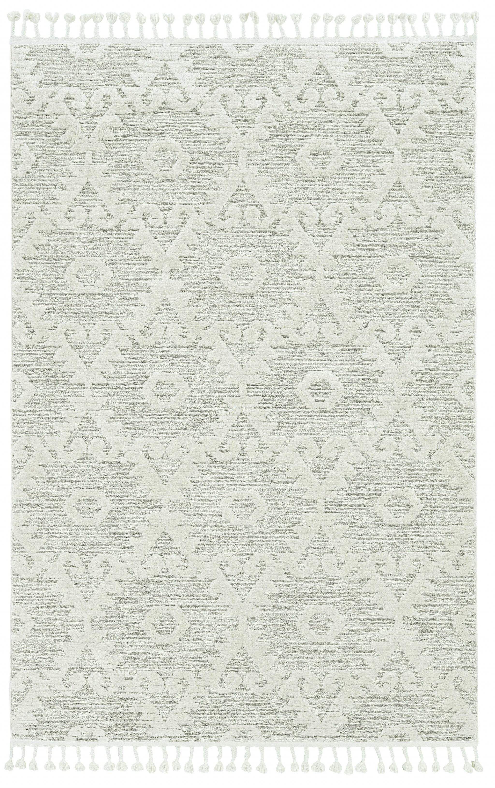5' X 8' Beige and Ivory Geometric Area Rug - Image 2