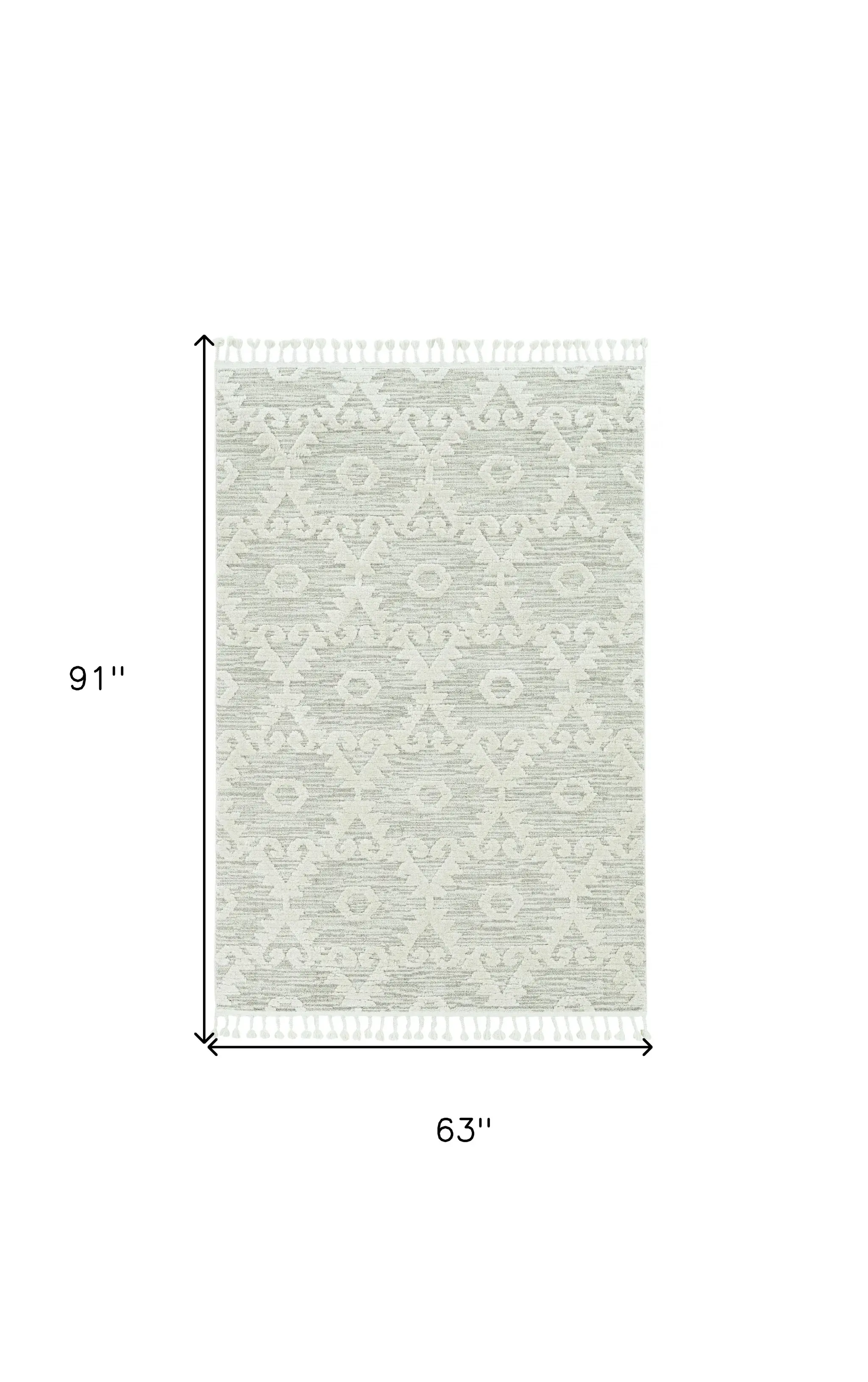 5' X 8' Beige and Ivory Geometric Area Rug - Image 3