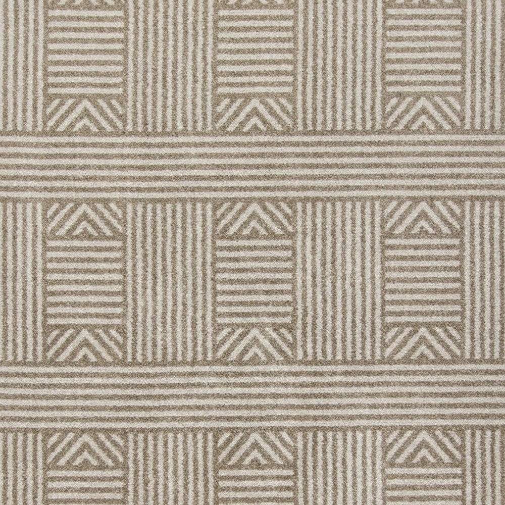 5' X 8' Beige and Ivory Geometric Indoor Outdoor Area Rug - Image 4