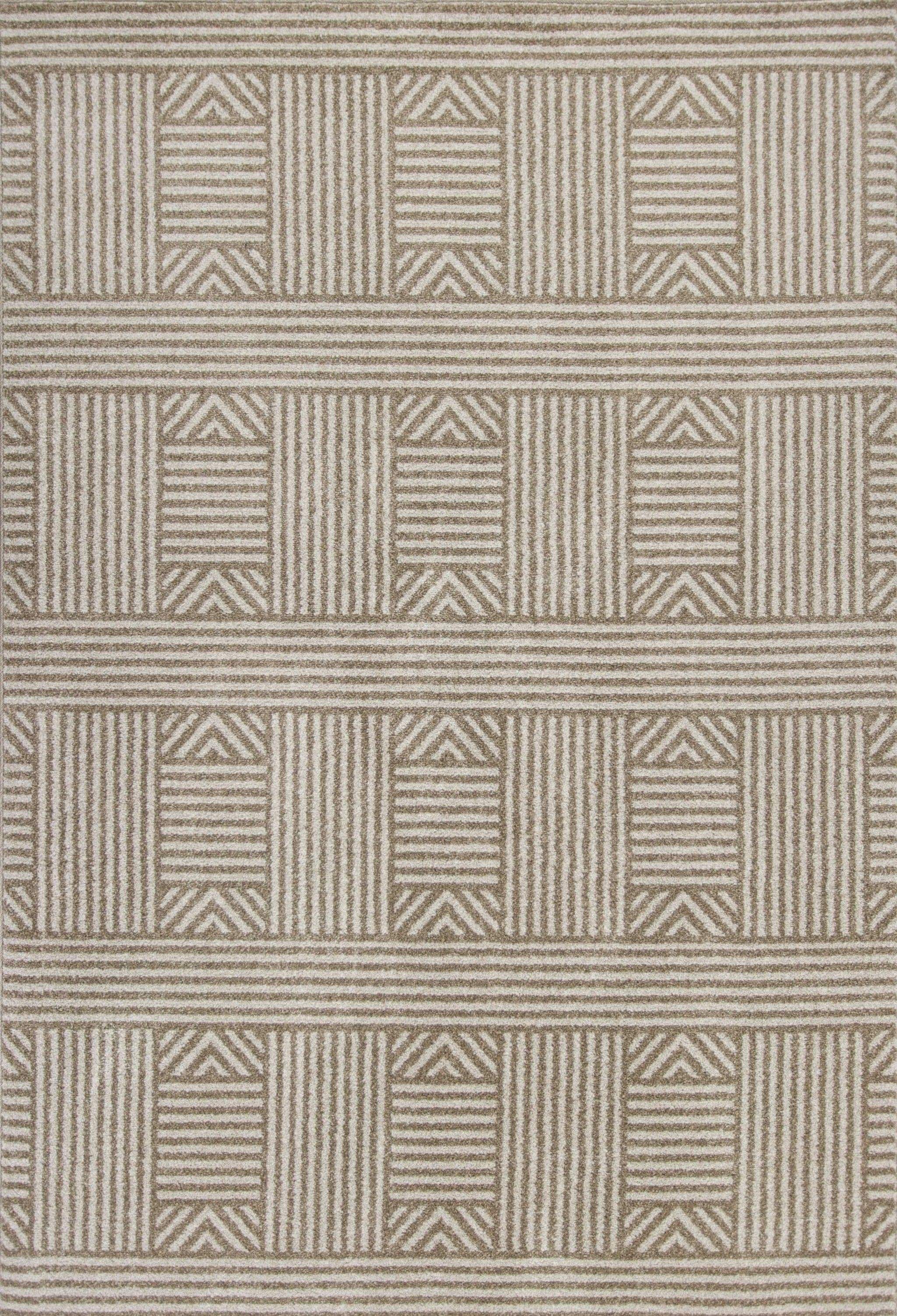 5' X 8' Beige and Ivory Geometric Indoor Outdoor Area Rug - Image 9
