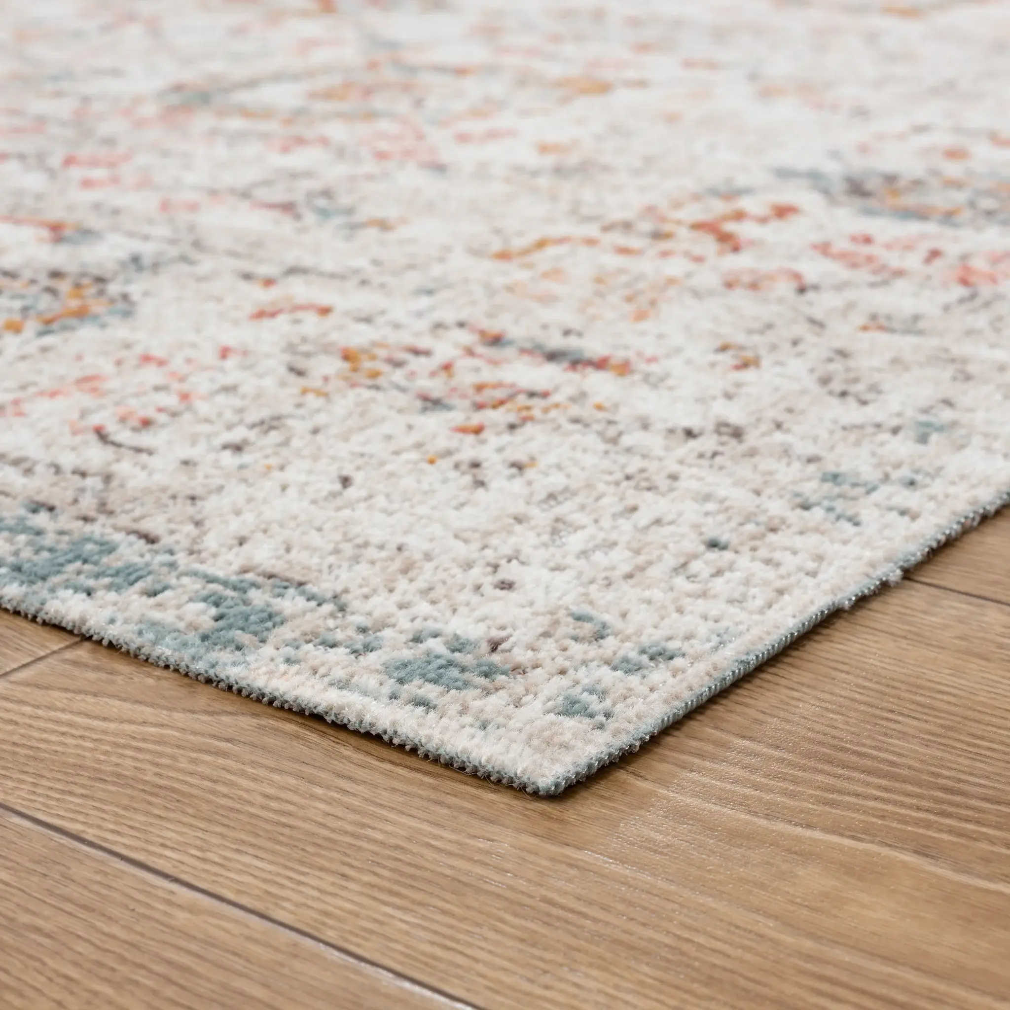 5' X 8' Beige Floral Stain Resistant Indoor Outdoor Area Rug - Image 6