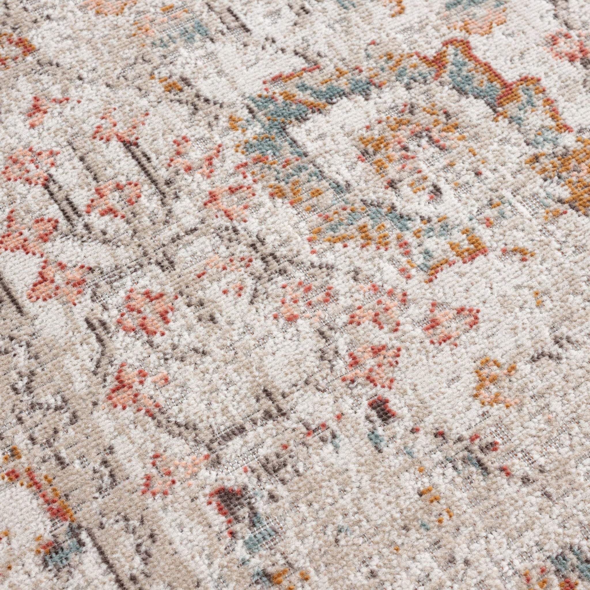 5' X 8' Beige Floral Stain Resistant Indoor Outdoor Area Rug - Image 9
