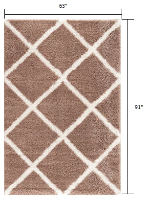 5' X 8' Beige Geometric Area Rug - Image 3