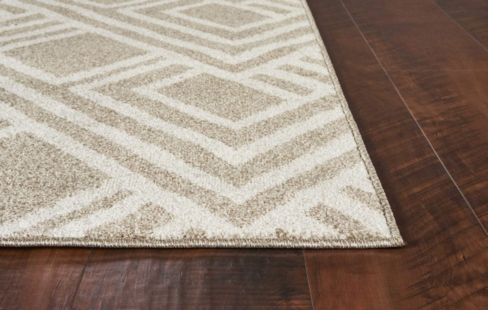 5' X 8' Beige Geometric Indoor Outdoor Area Rug - Image 5