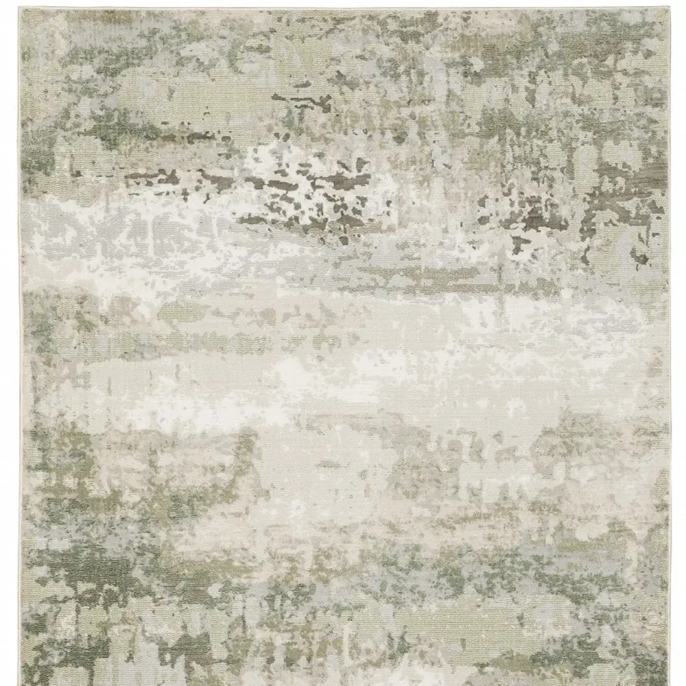 5' X 8' Beige Grey Brown And Sage Green Abstract Power Loom Stain Resistant Area Rug - Image 4