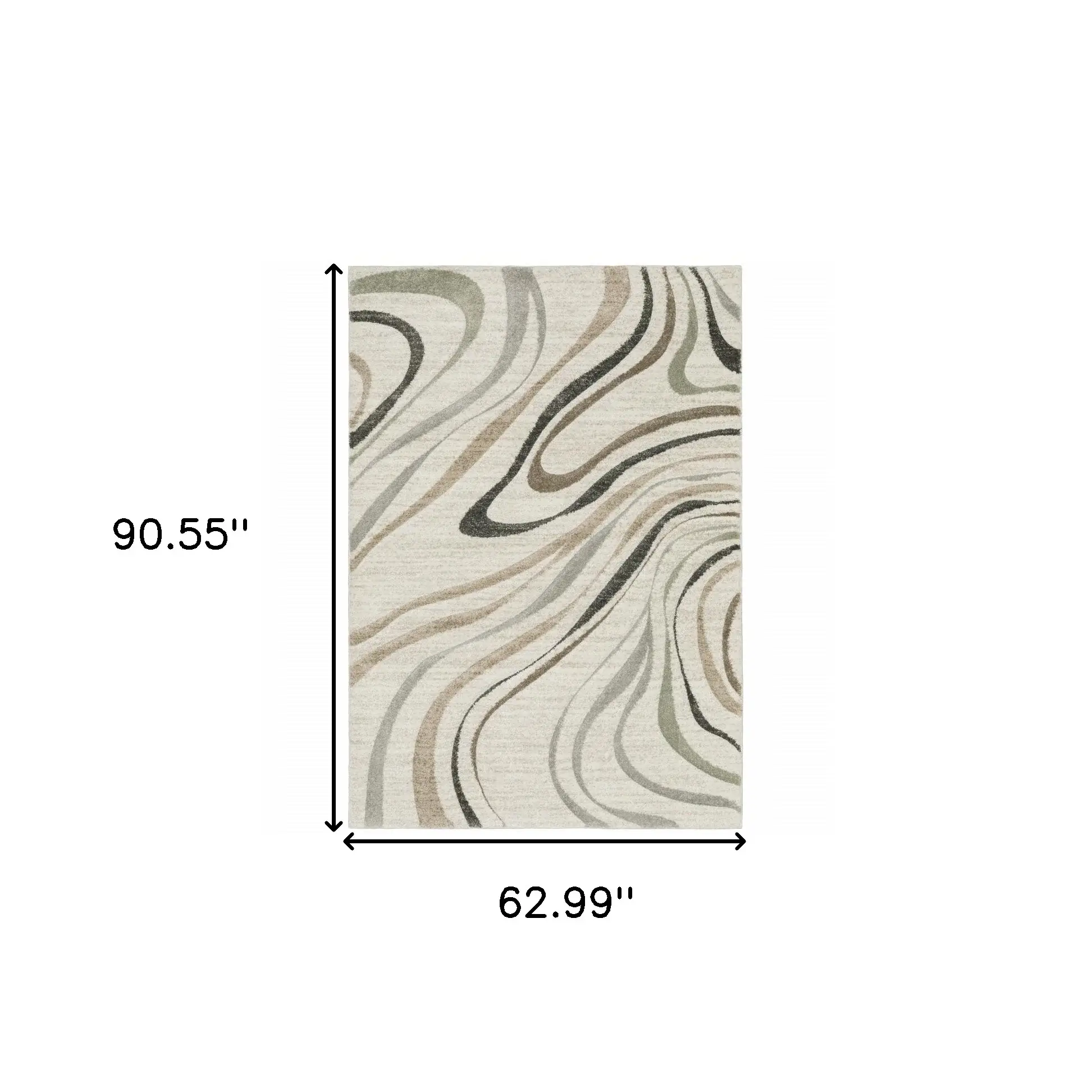 5' X 8' Beige Grey Brown Sage Pale Blue Tan And Charcoal Abstract Power Loom Stain Resistant Area Rug - Image 3