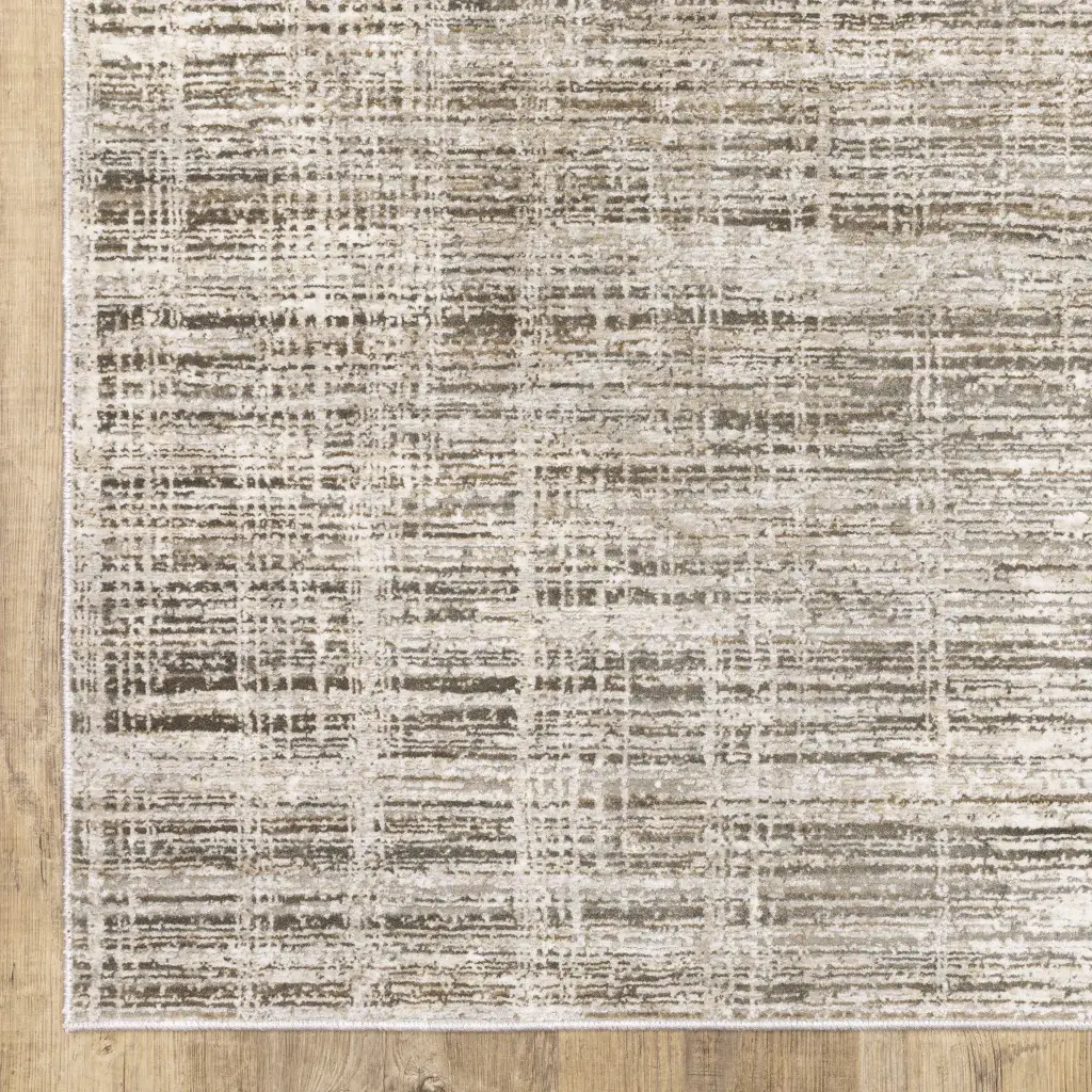5' X 8' Beige Grey Ivory Tan And Brown Abstract Power Loom Stain Resistant Area Rug - Image 4