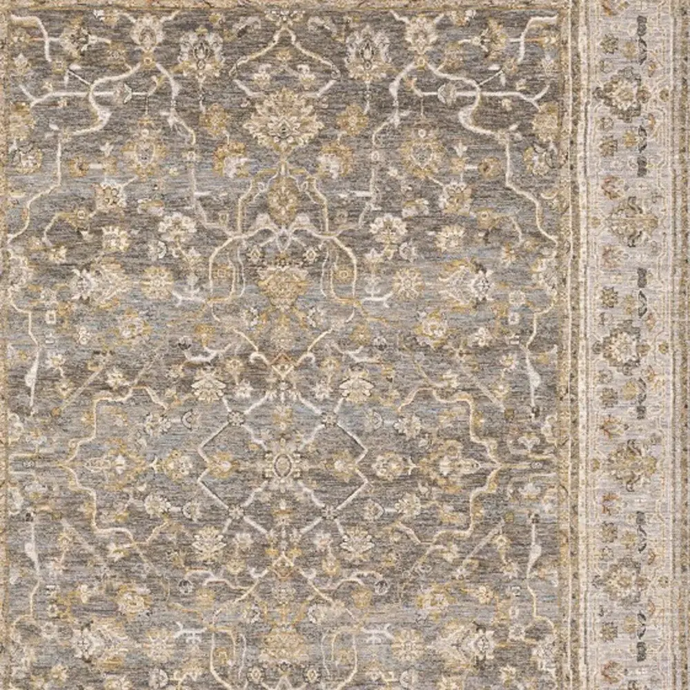 5' X 8' Beige Grey Machine Woven Oriental Indoor Arean Rug - Image 4