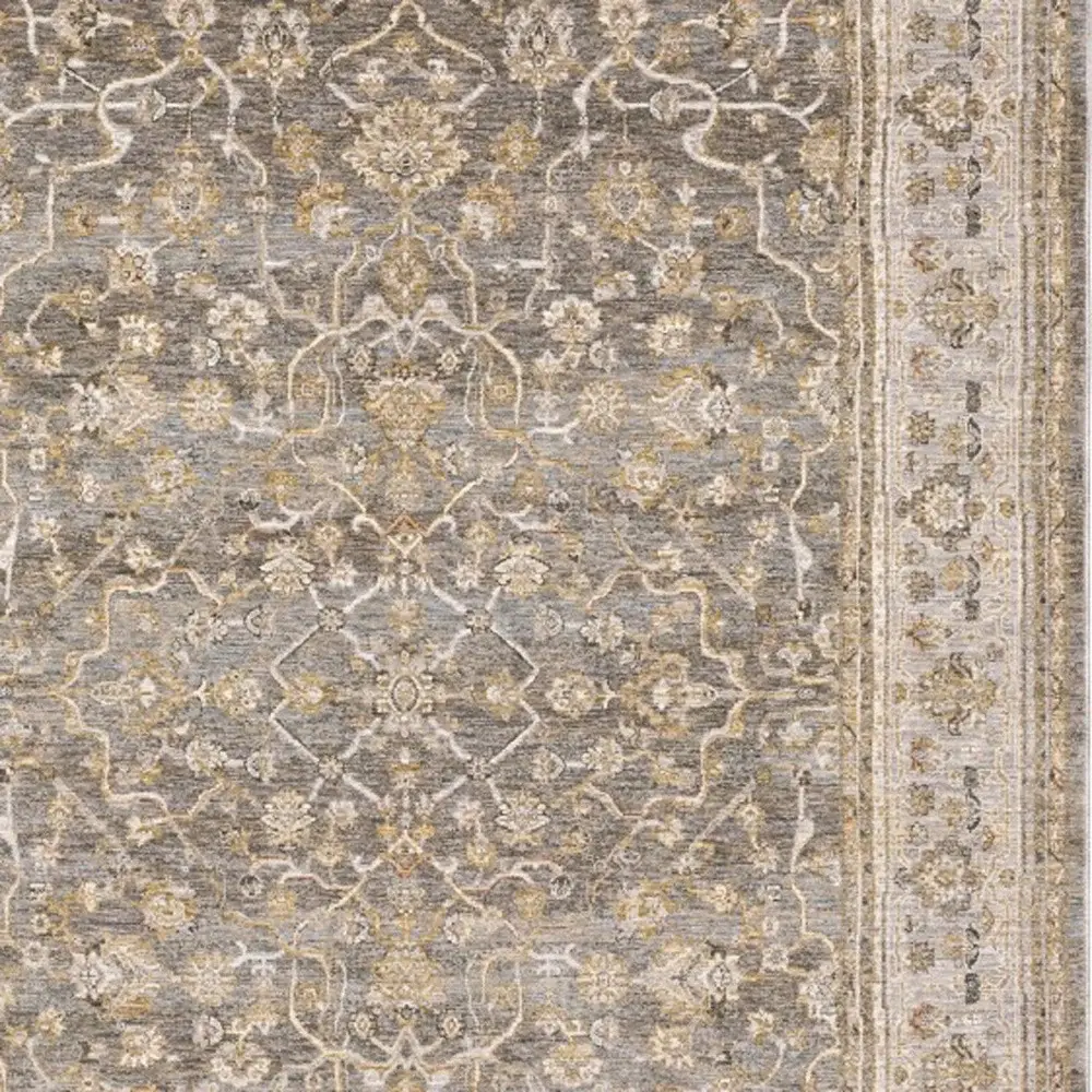 5' X 8' Beige Grey Machine Woven Oriental Indoor Arean Rug - Image 5