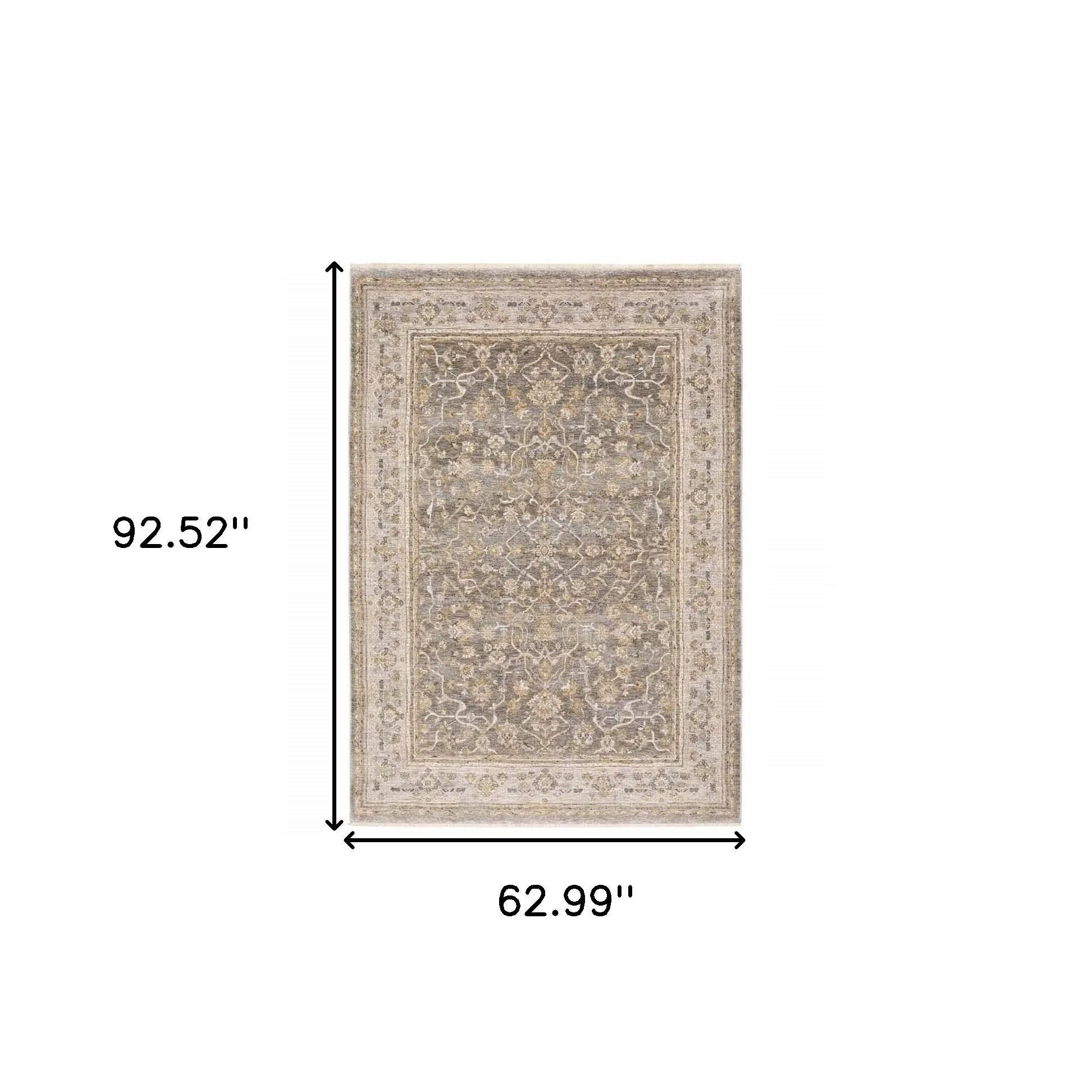 5' X 8' Beige Grey Machine Woven Oriental Indoor Arean Rug - Image 8