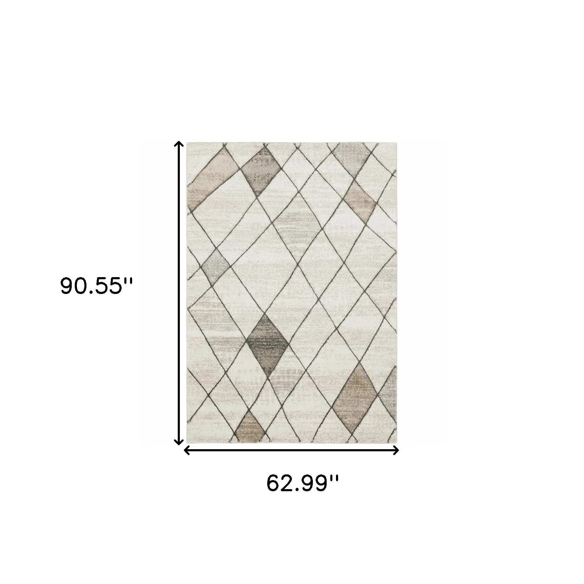 5' X 8' Beige Grey Tan And Brown Geometric Power Loom Stain Resistant Area Rug - Image 3