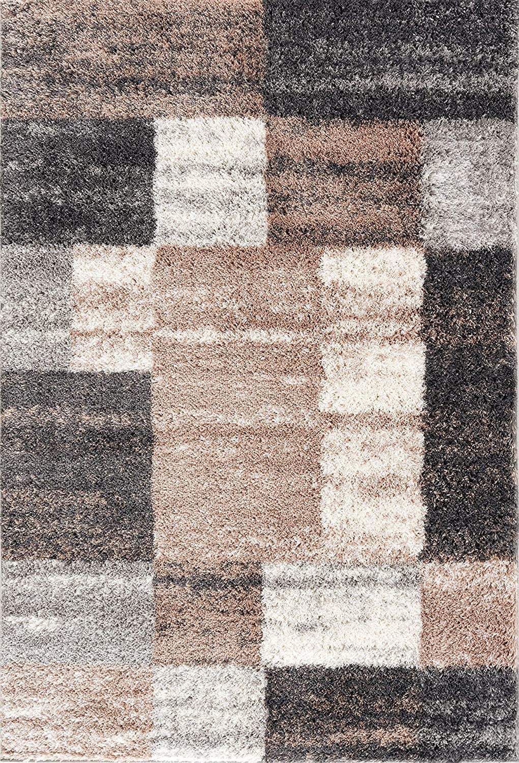 5' X 8' Beige Modern Blocks Area Rug - Image 5