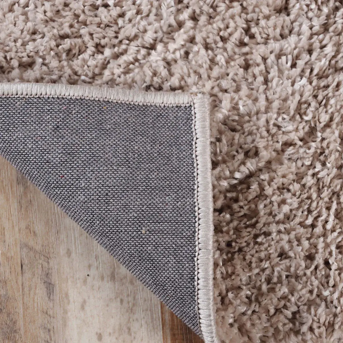 5' X 8' Beige Shag Stain Resistant Area Rug - Image 3