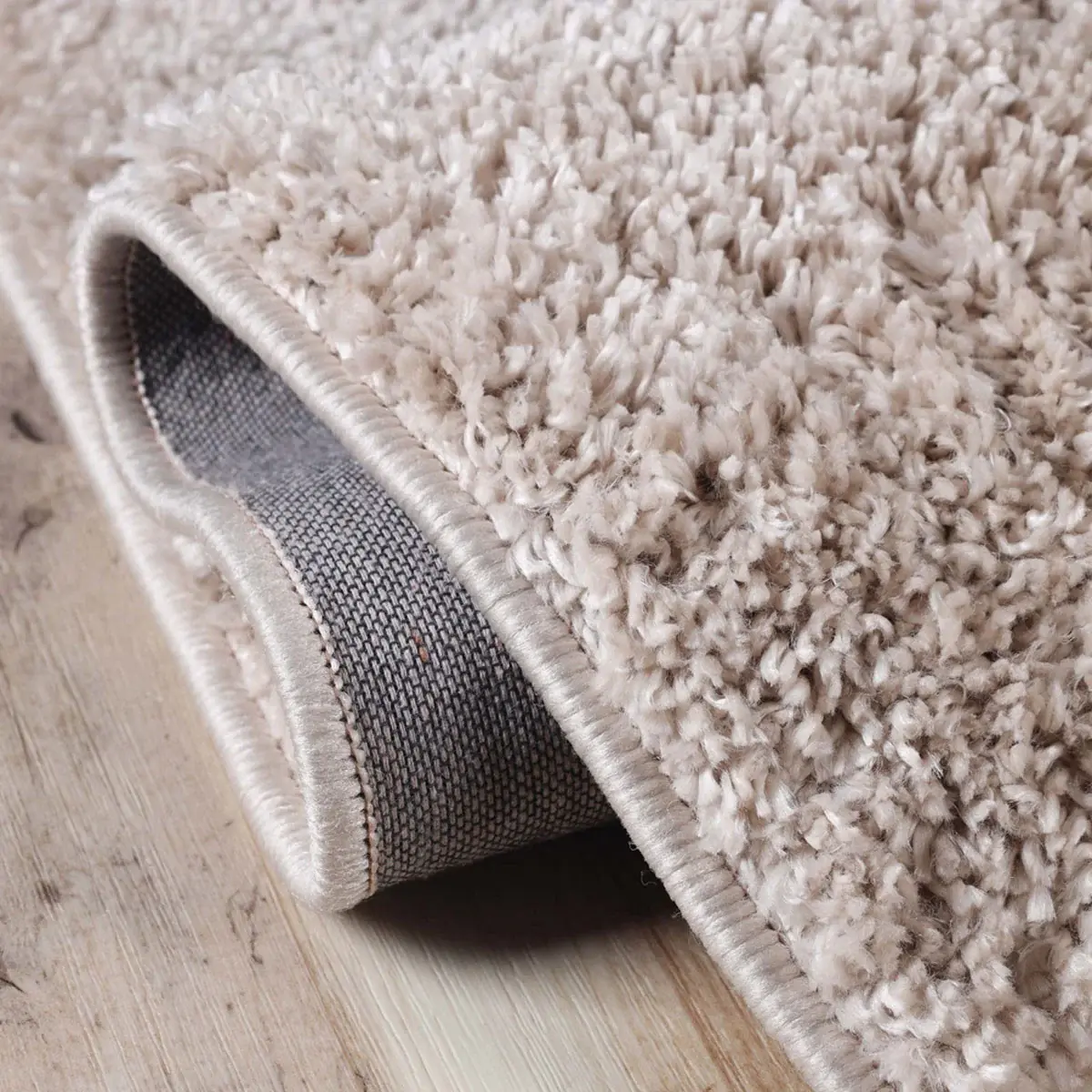 5' X 8' Beige Shag Stain Resistant Area Rug - Image 4