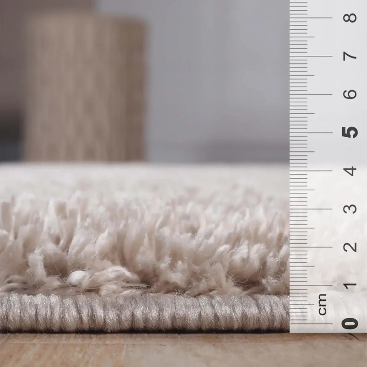5' X 8' Beige Shag Stain Resistant Area Rug - Image 8