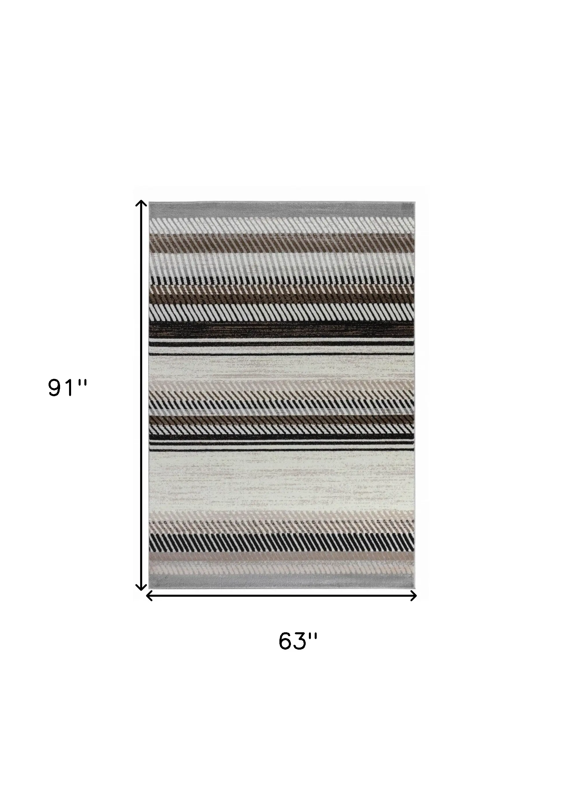 5' X 8' Beige Striped Area Rug - Image 3