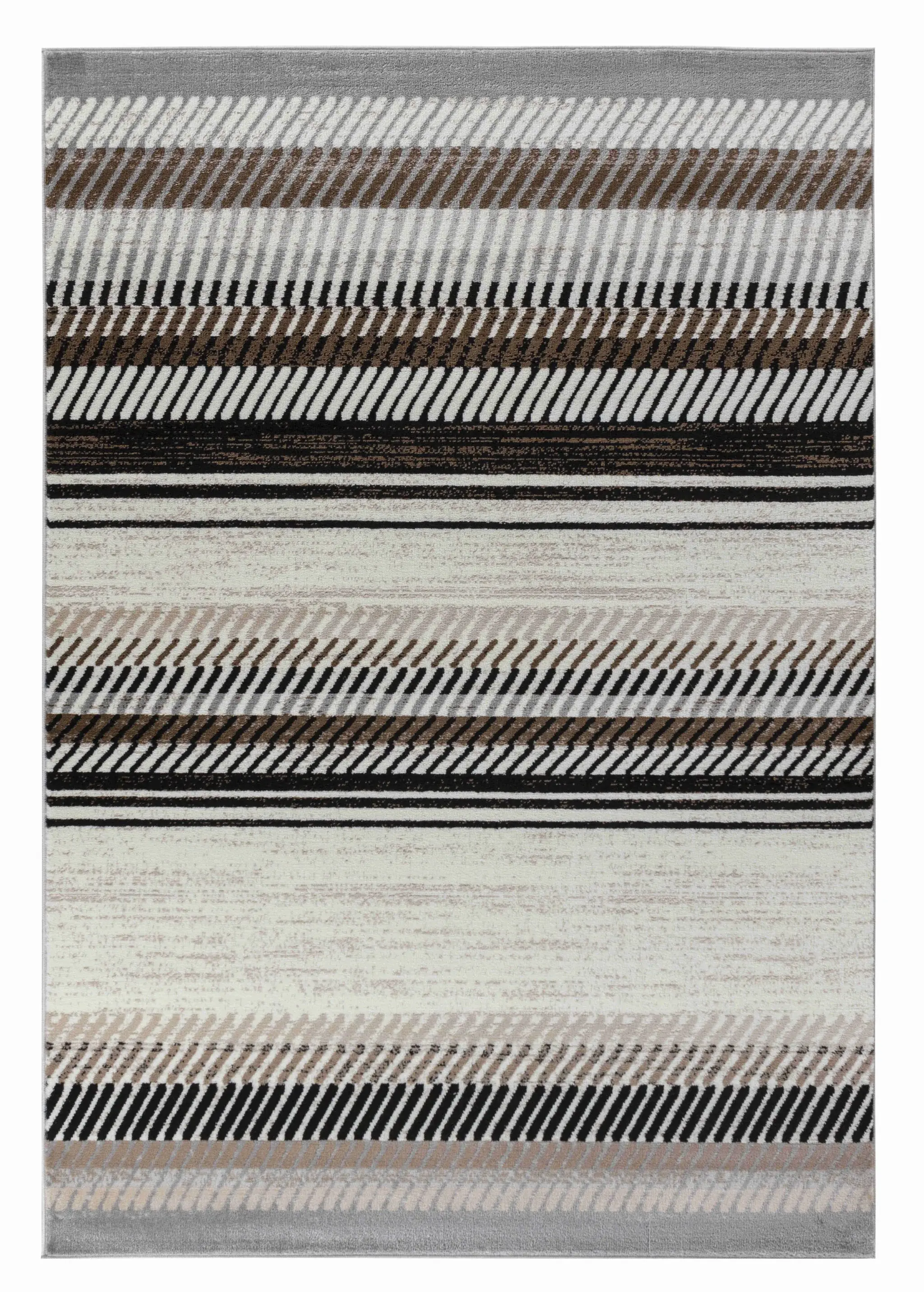 5' X 8' Beige Striped Area Rug - Image 4