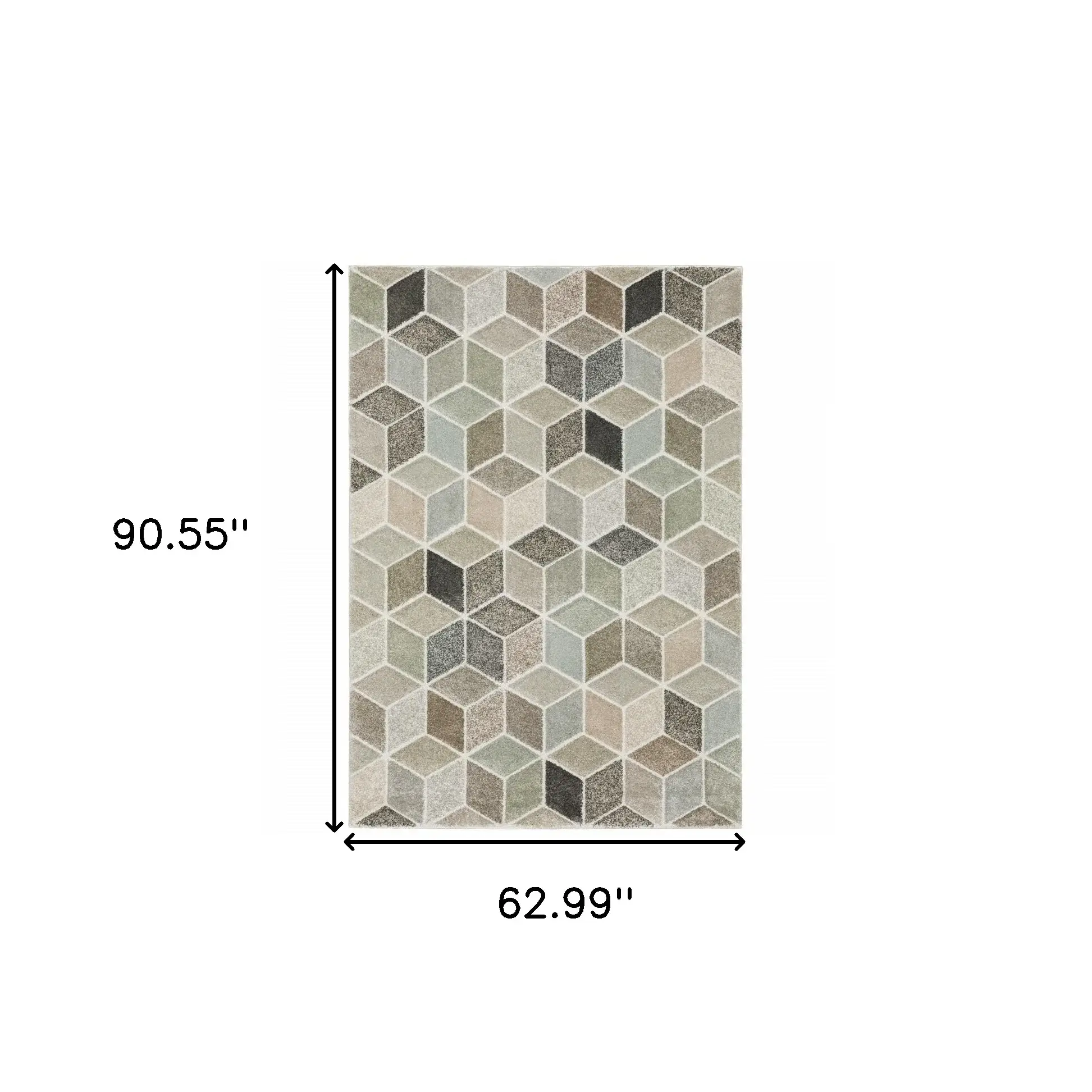 5' X 8' Black And Gray Geometric Power Loom Area Rug - Image 3