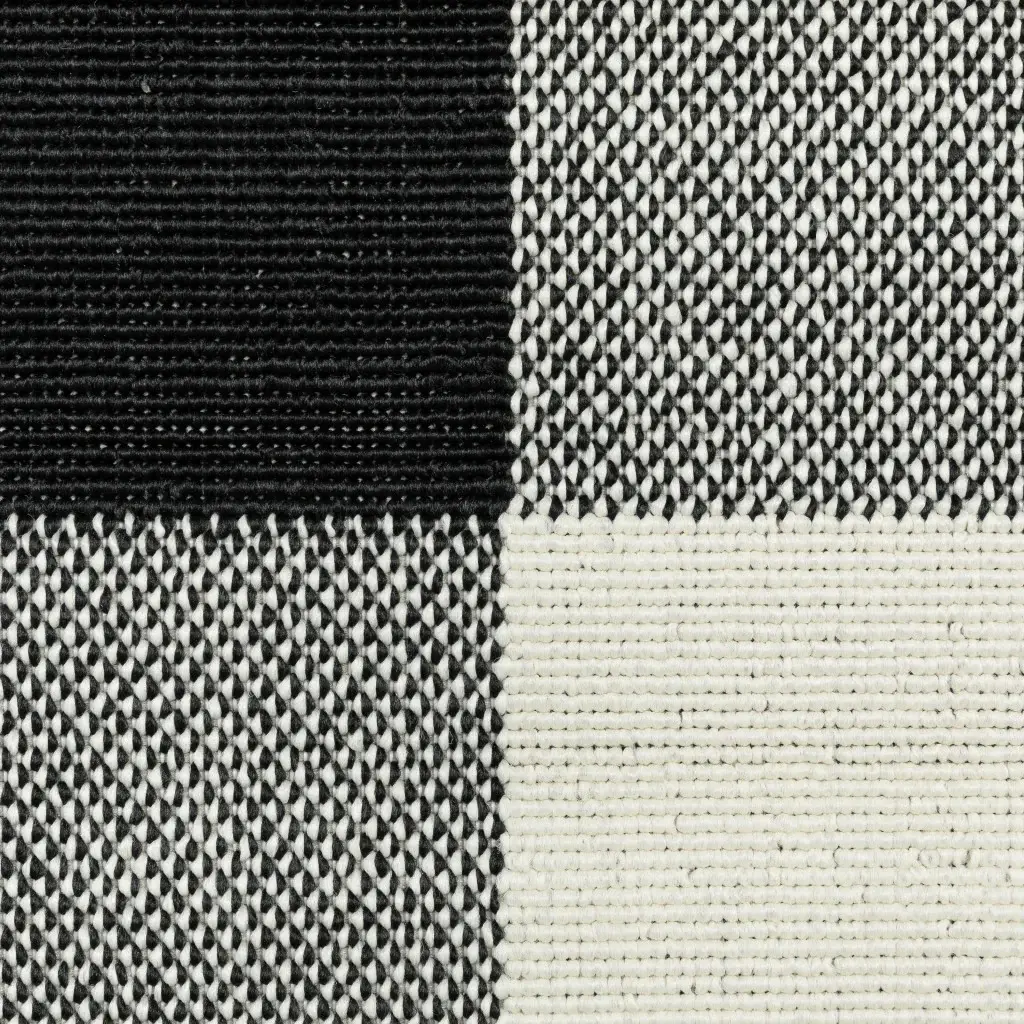 5' X 8' Black and Ivory Indoor Outdoor Area Rug - Image 5