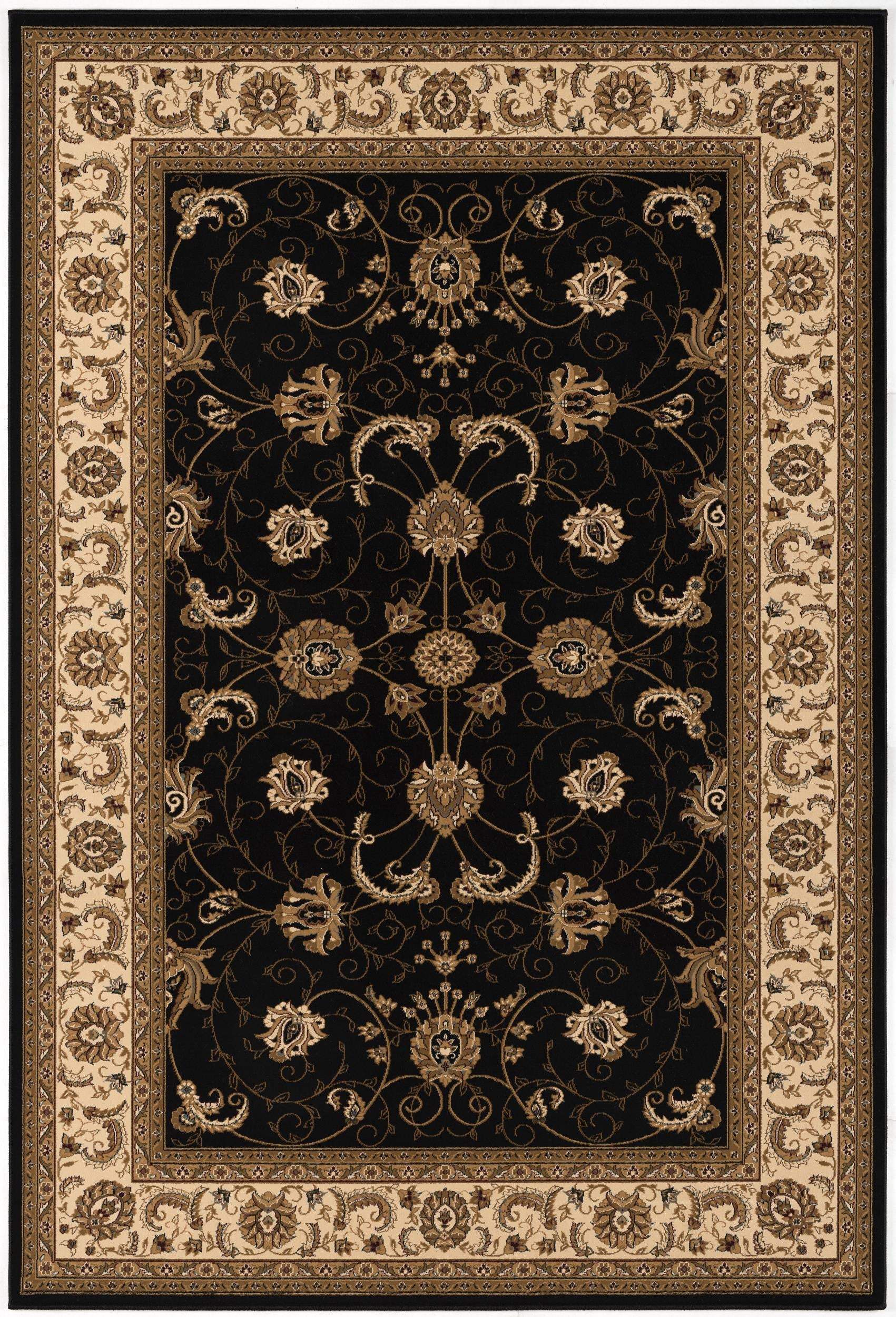 5' X 8' Black and Ivory Oriental Power Loom Area Rug - Image 2