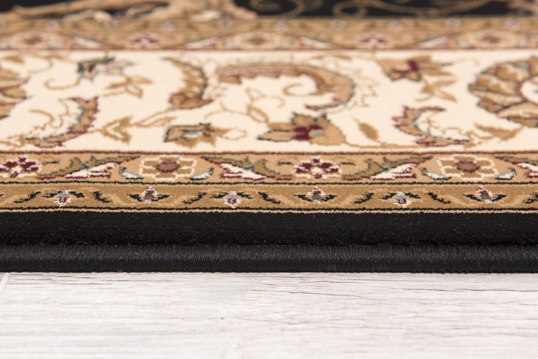 5' X 8' Black and Ivory Oriental Power Loom Area Rug - Image 4