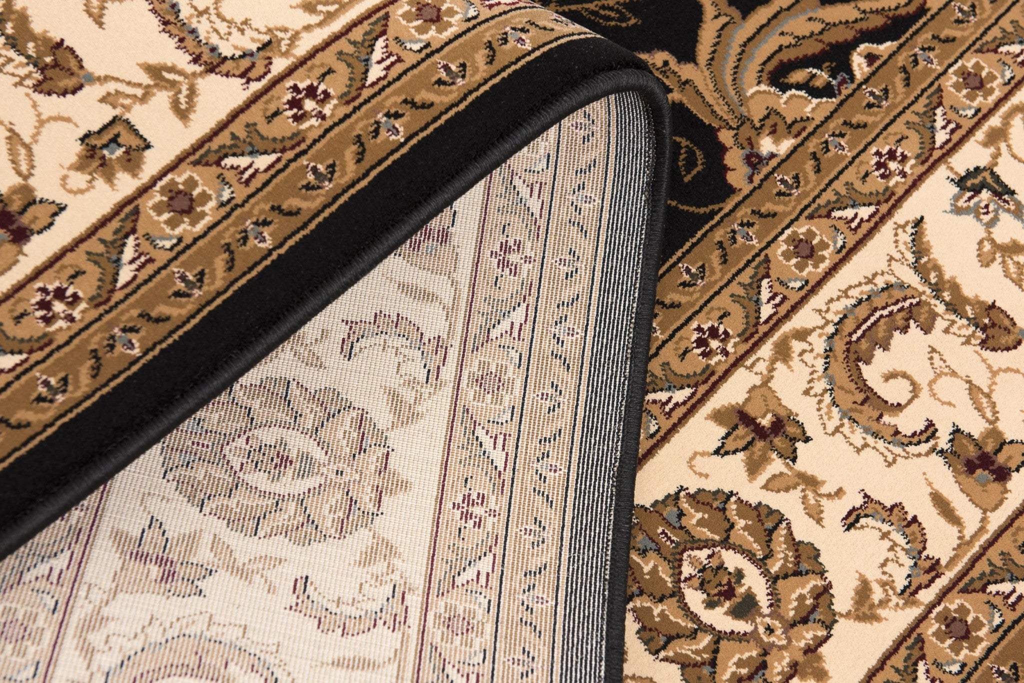 5' X 8' Black and Ivory Oriental Power Loom Area Rug - Image 5