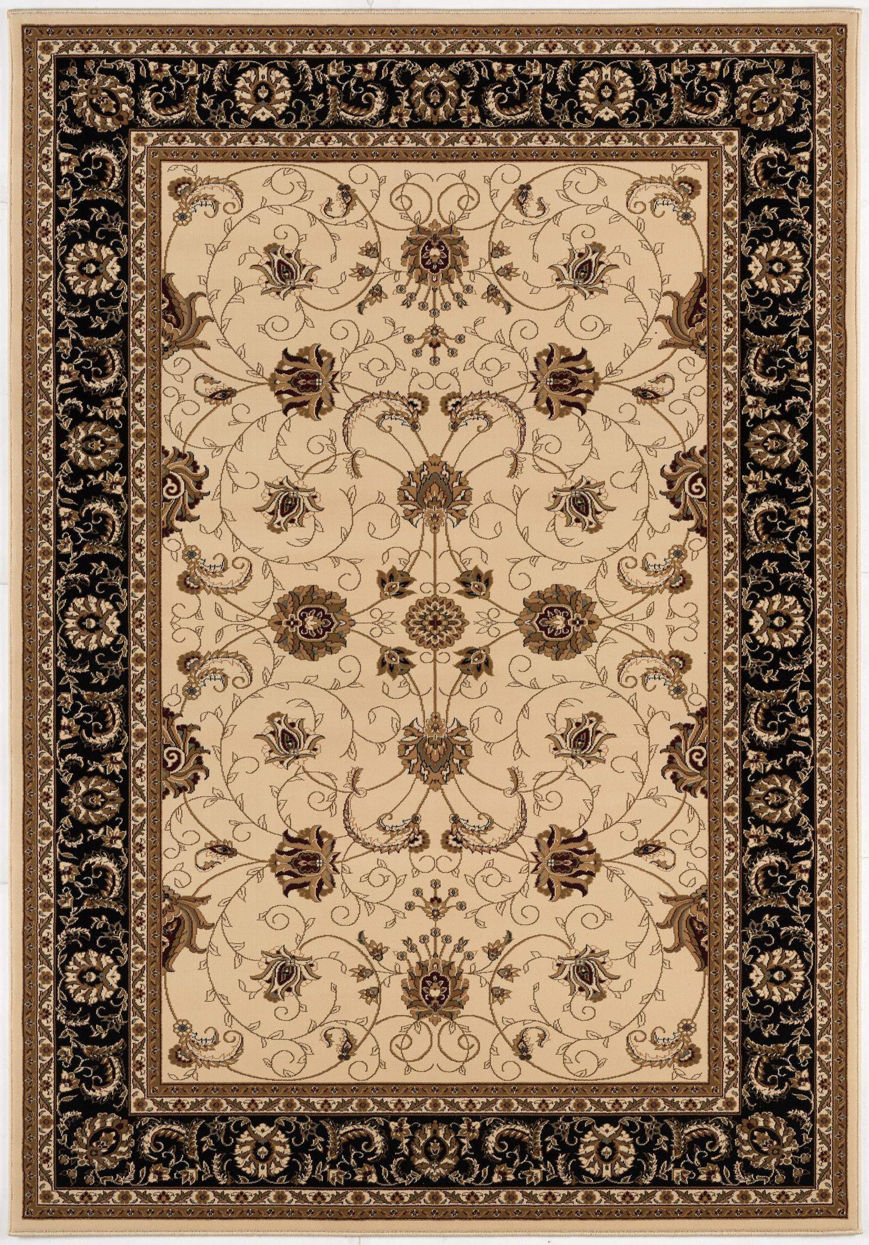 5' X 8' Black and Ivory Oriental Power Loom Area Rug - Image 2