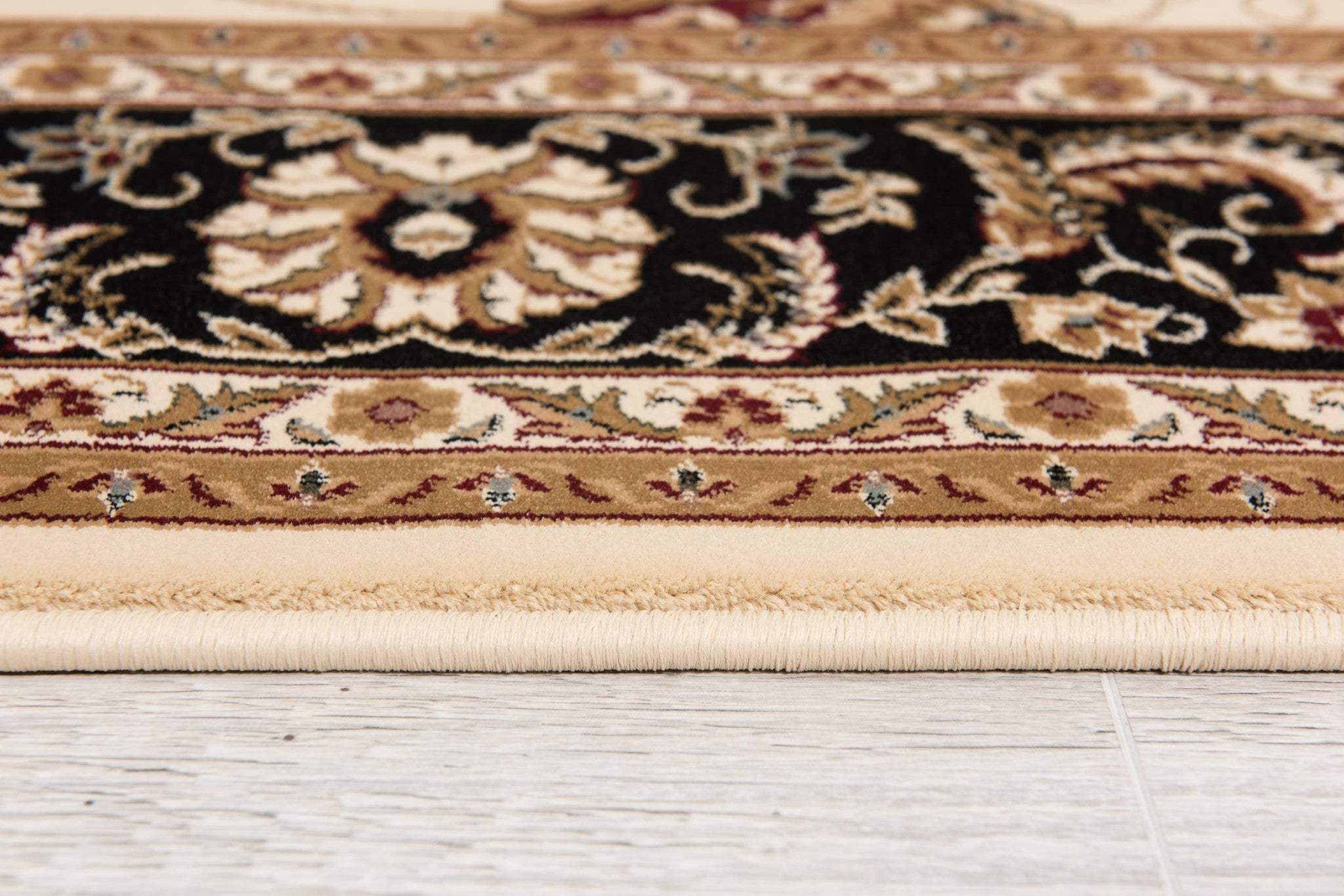 5' X 8' Black and Ivory Oriental Power Loom Area Rug - Image 4