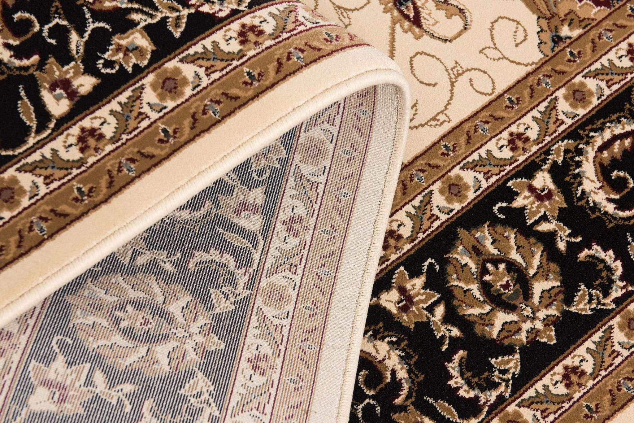 5' X 8' Black and Ivory Oriental Power Loom Area Rug - Image 5