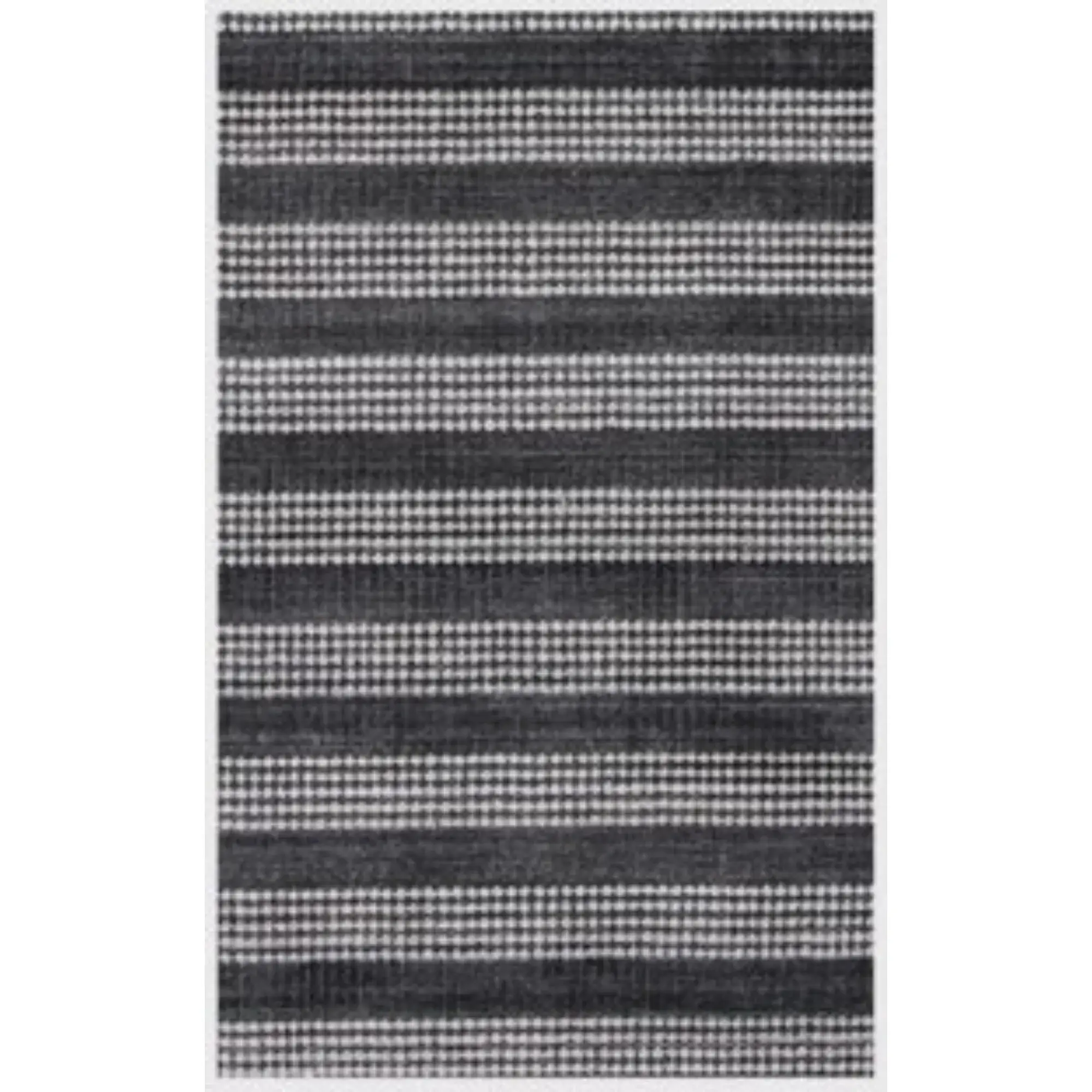 5' X 8' Black And White Striped Hand Loomed Area Rug - Image 2