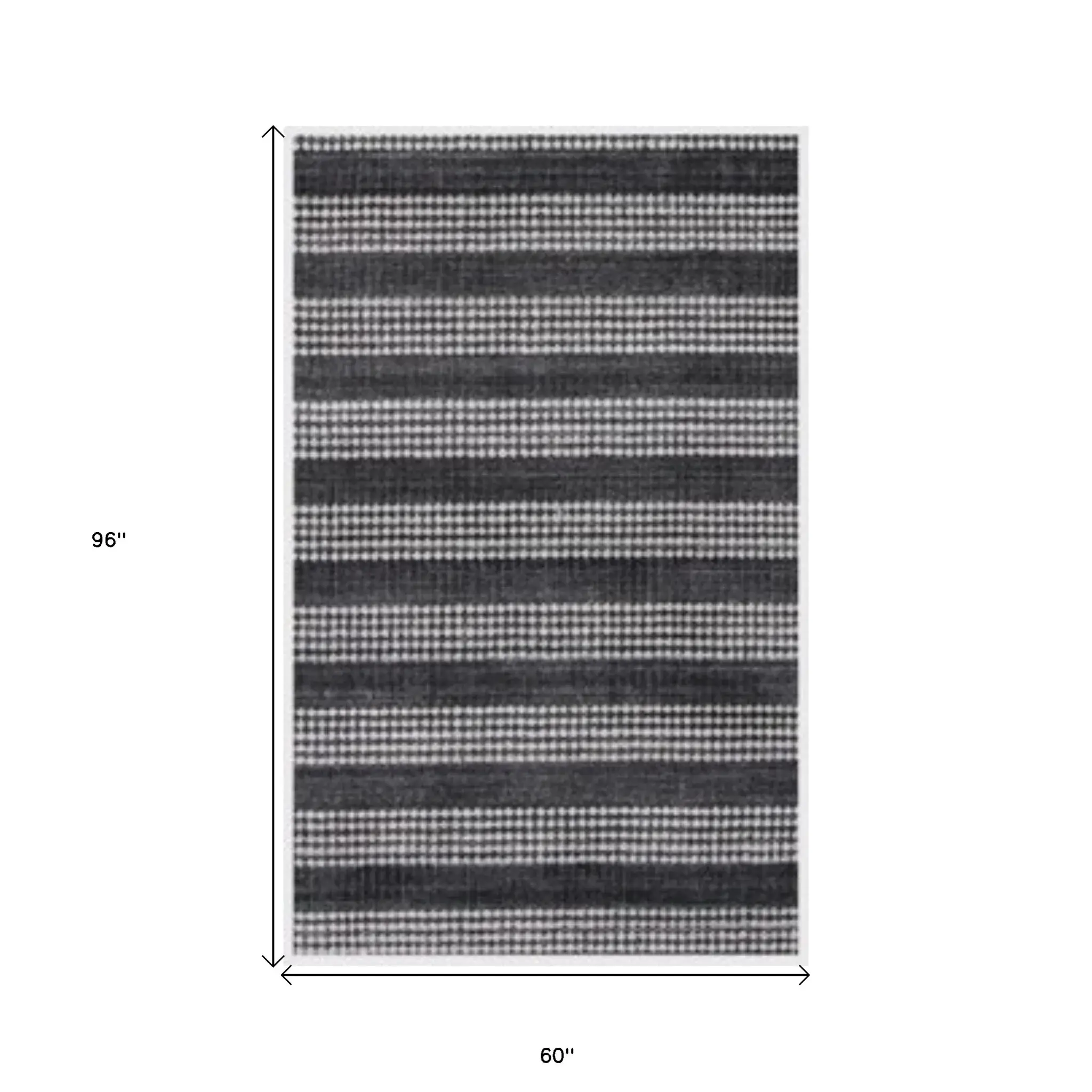 5' X 8' Black And White Striped Hand Loomed Area Rug - Image 3