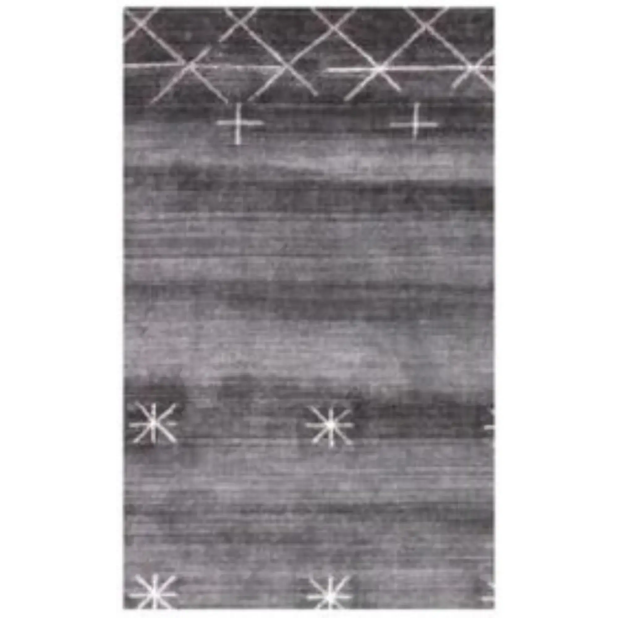5' X 8' Black Gray and White Abstract Ombre with Stars Hand Loomed Area Rug