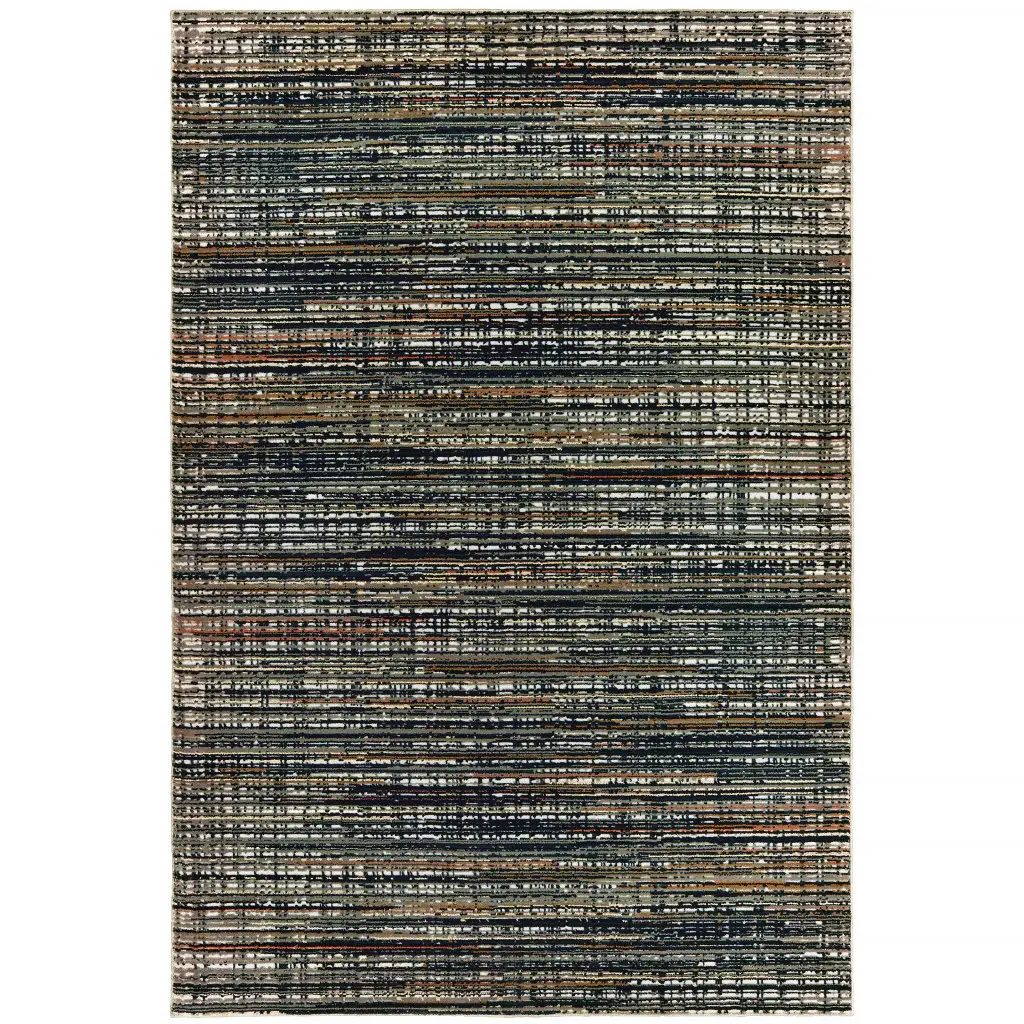 5' X 8' Black Navy Gold Ivory And Blush Abstract Power Loom Stain Resistant Area Rug - Image 2