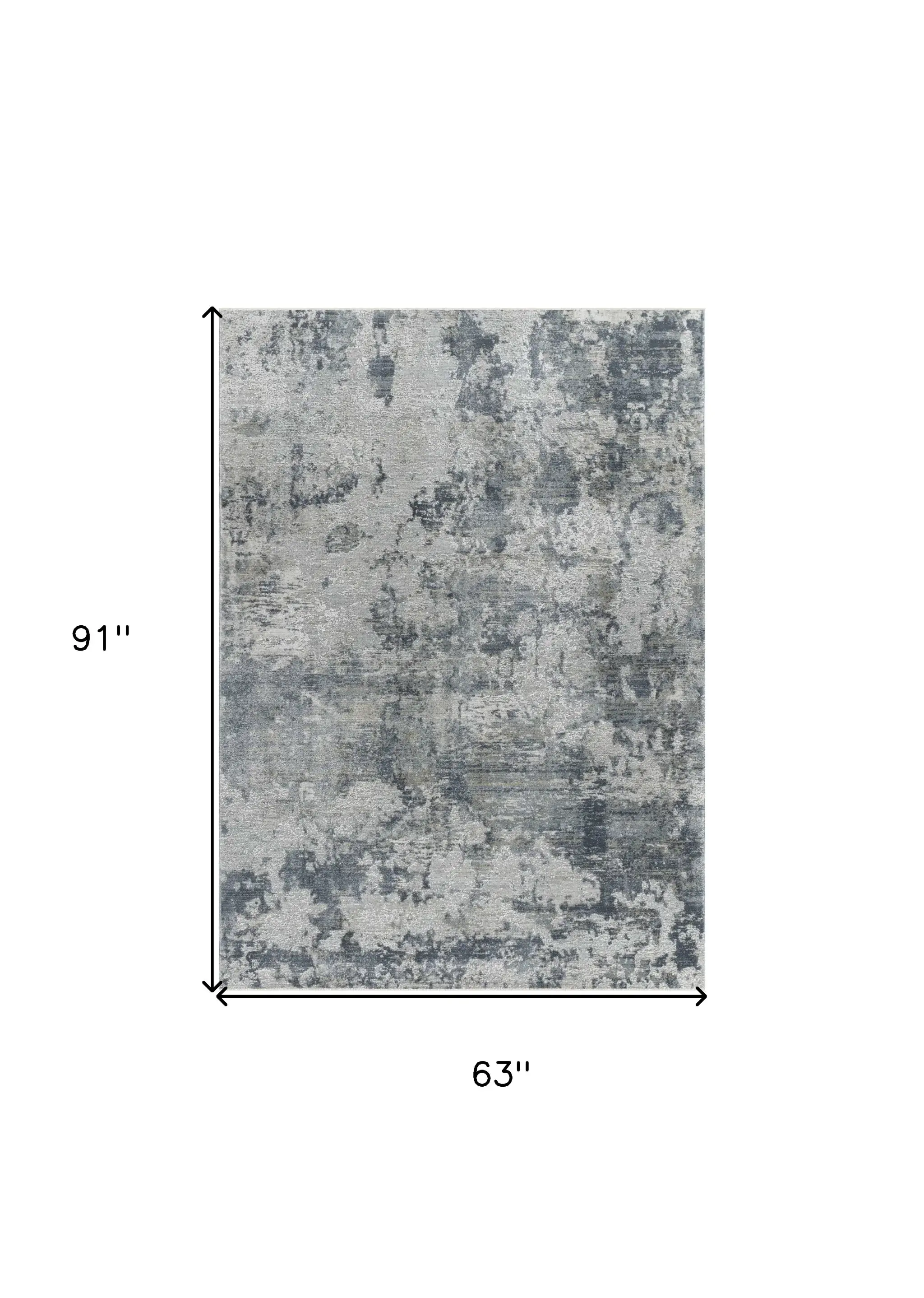 5' X 8' Blue Abstract Power Loom Area Rug - Image 3