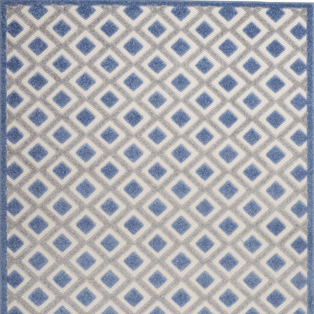 5' X 8' Blue And Gray Geometric Indoor Outdoor Area Rug - Image 2