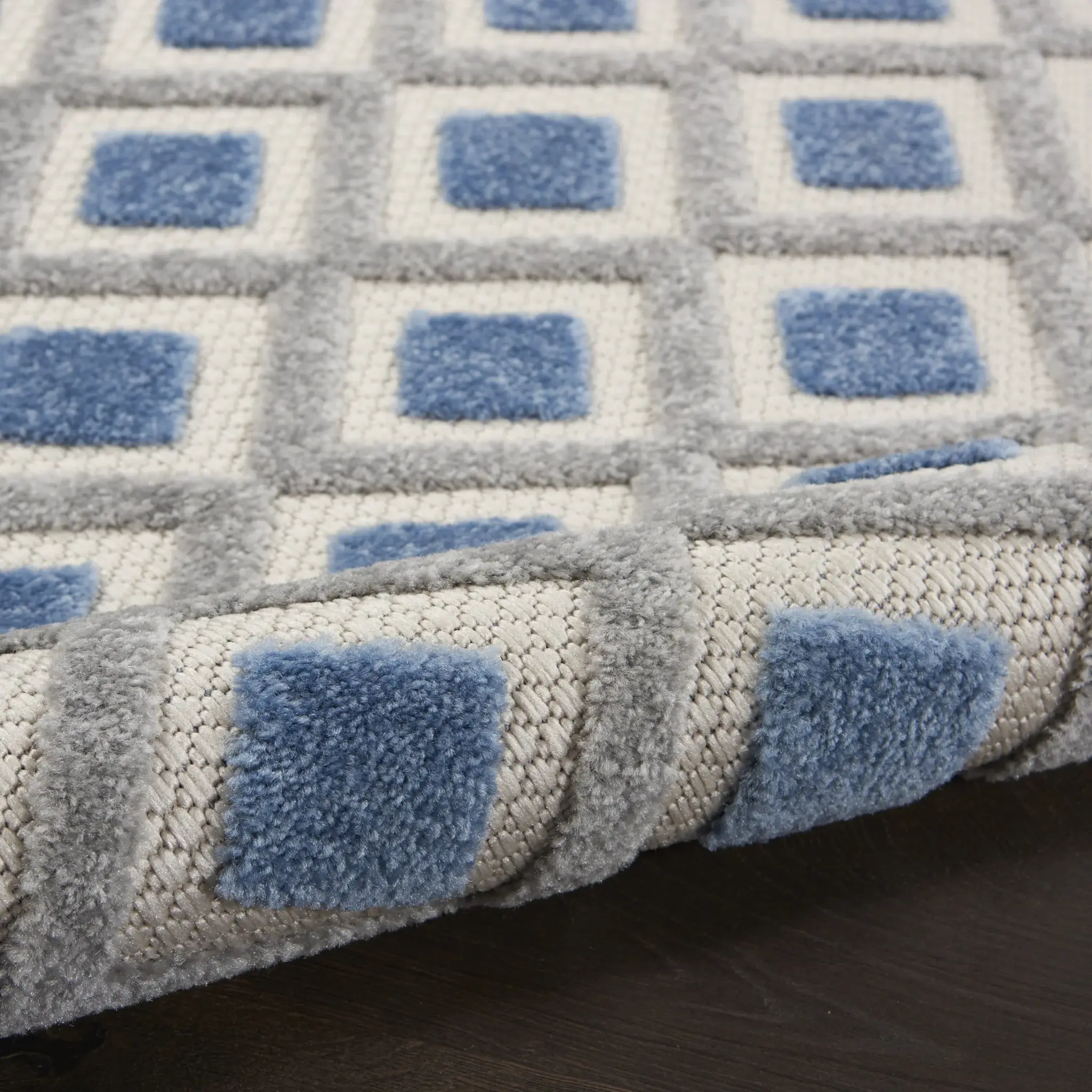 5' X 8' Blue And Gray Geometric Indoor Outdoor Area Rug - Image 6