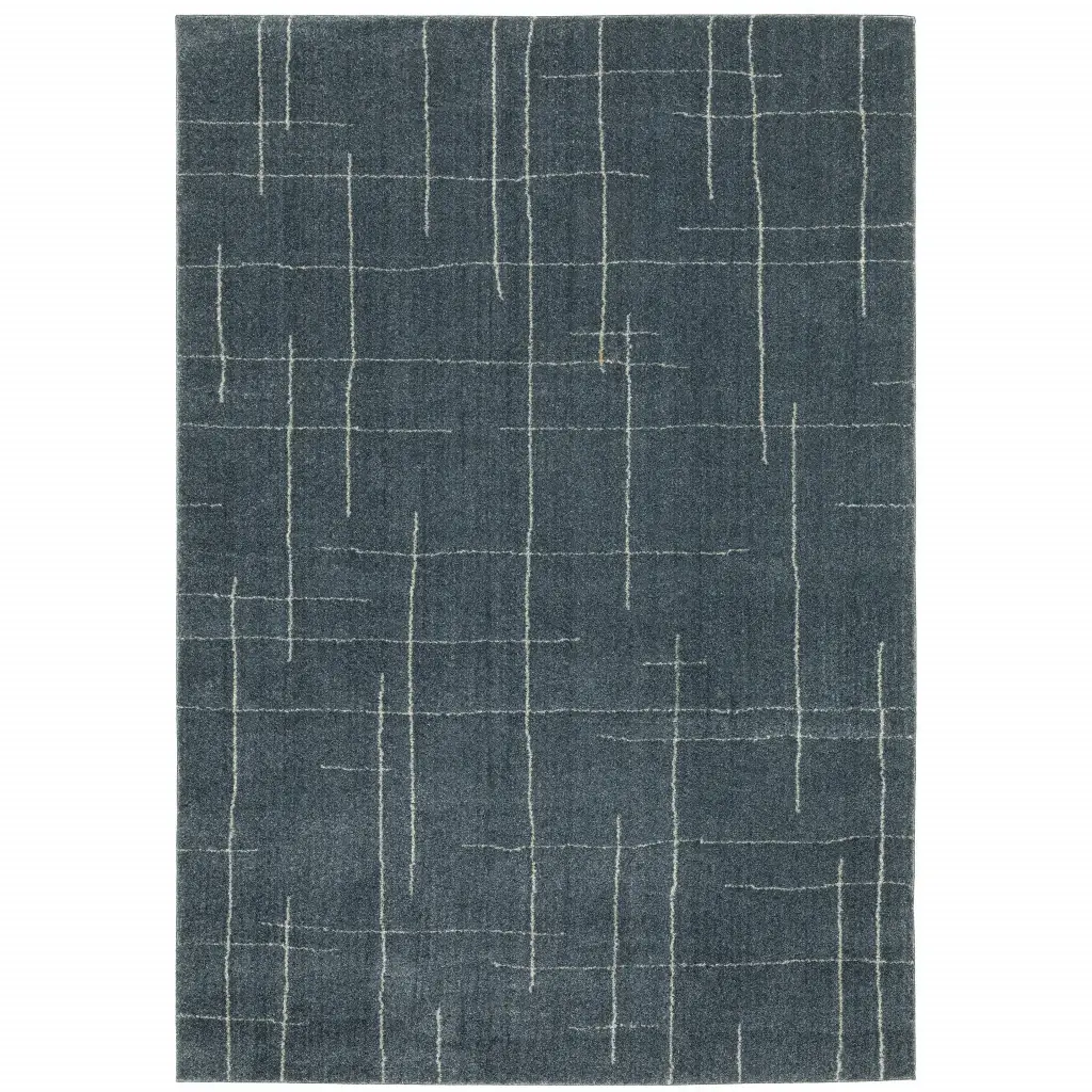 5' X 8' Blue and Gray Geometric Power Loom Area Rug - Image 2