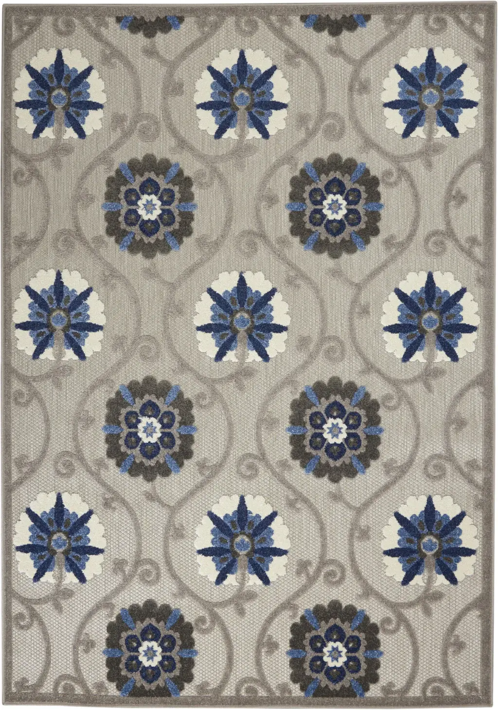 5' X 8' Blue And Gray Indoor Outdoor Area Rug - Image 2
