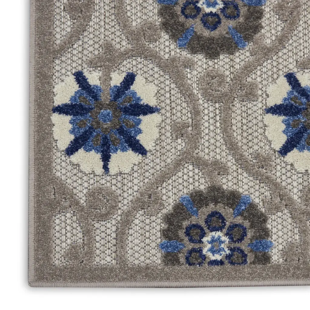 5' X 8' Blue And Gray Indoor Outdoor Area Rug - Image 6