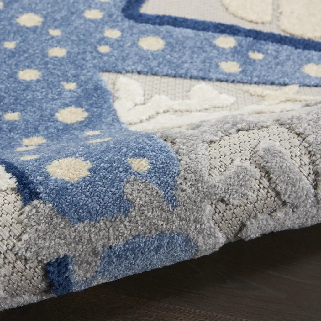 5' X 8' Blue And Gray Indoor Outdoor Area Rug - Image 6