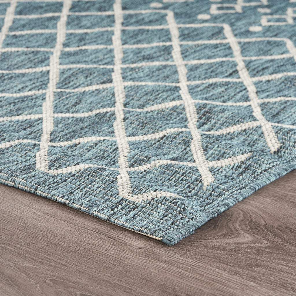 5' X 8' Blue And Gray Indoor Outdoor Area Rug - Image 3