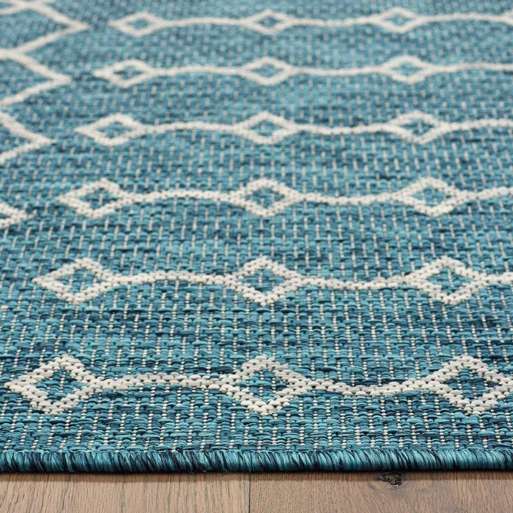 5' X 8' Blue And Gray Indoor Outdoor Area Rug - Image 4