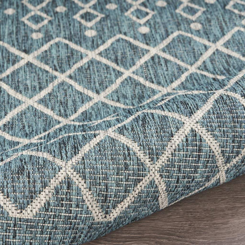 5' X 8' Blue And Gray Indoor Outdoor Area Rug - Image 5
