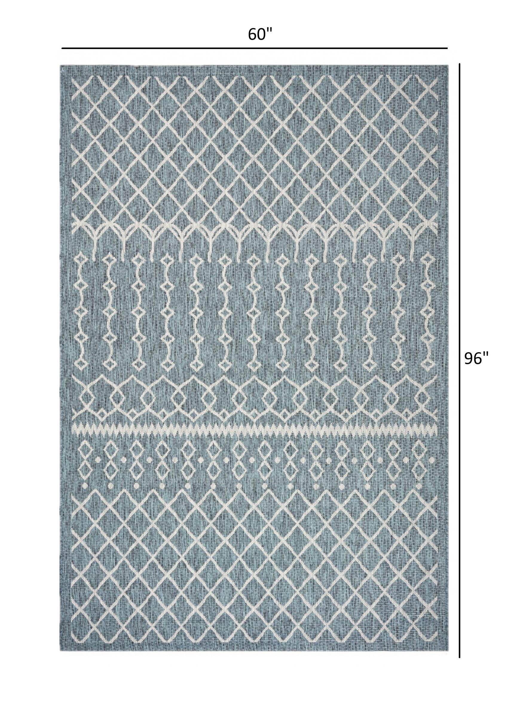 5' X 8' Blue And Gray Indoor Outdoor Area Rug - Image 8