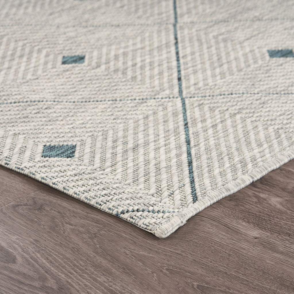 5' X 8' Blue And Gray Indoor Outdoor Area Rug - Image 3